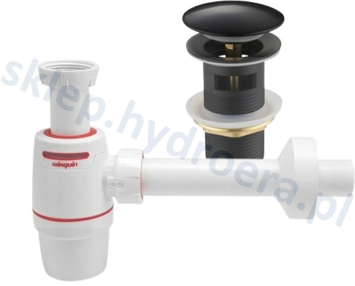 SYFON DO UMYWALKI WIRQUIN NEO AIR + KOREK KLIK KLAK CZARNY Z PRZELEWEM