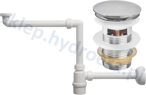 Syfon umywalki teleskopowy oszczędzający +Korek klik klak chrom z przelewem