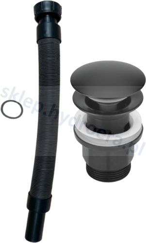 SYFON DO UMYWALKI CZARNY ELASTYCZNY+KOREK KLIK KLKA DO UMYWALKI CZARNY