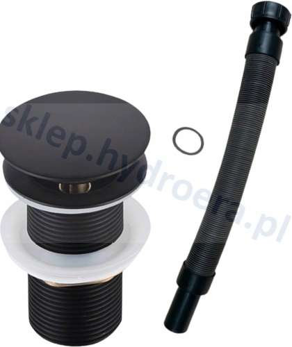 SYFON  ZŁĄCZKA MONTAŻOWA ELASTYCZNA DO UMYWALKI CZARNY+KOREK DO UMYWALKI KLIK-KLAK CZARNA