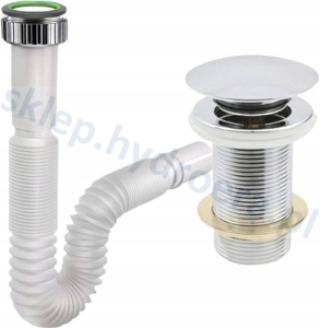 SYFON DO UMYWALKI ROZCIĄGANY REGULOWANY Z KOREKIM KLIK-KLAK CHROM 