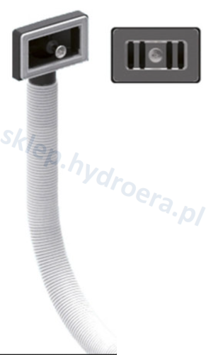 PROSTOKĄTNY PRZELEW DO ZLEWU CHROM  Z RURKĄ