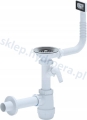 Syfon zlewozmywakowy do zlewu  z dużym sitkiem 115 mm 3,5 "  i kwadratowym przelewem