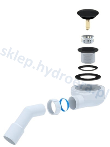 Syfon do brodzika brodzikowy z korkiem klik klak czarny mat