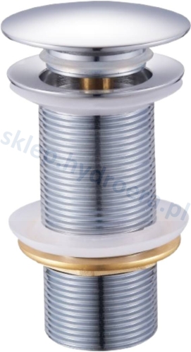 Korek klik-klak DURO bez przelewu CHROM do umywalki nablatowej DŁUGI GWINT