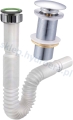 Syfon elastyczny do umywalki nablatowej + Korek klik-klak CHROM do Umywalki Nablatowej DŁUGI GWINT
